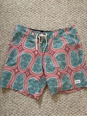 Rhythm. Men’s Coral & Teal Patterned Board Shorts
